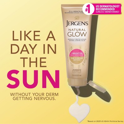 Jergens Glow Daily Moisturizer + Sunless Self Tanner Tanning Lotion Fair To Medium 7.5 fl oz - Imperfect Container