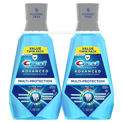 Crest Pro-Health Advanced Multi-Protection Alcohol Free Mouth Wash - Fresh Mint  1L/2pk - New