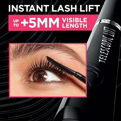 L'Oreal Paris Telescopic Lift Volumizing Mascara 36HR Wear Black 991 0.33 fl oz - New