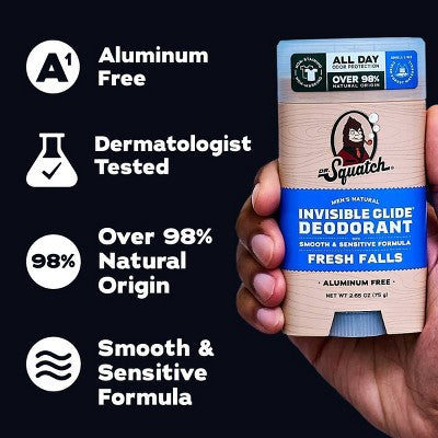 DR. SQUATCH Men's Invisible Glide Deodorant Natural Fresh Falls 2.65oz - Imperfect Container
