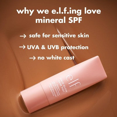 e.l.f. Halo Glow Skin Tint Light Coverage Foundation Mineral SPF 50 3 Fair Cool 1 fl oz - Imperfect Box