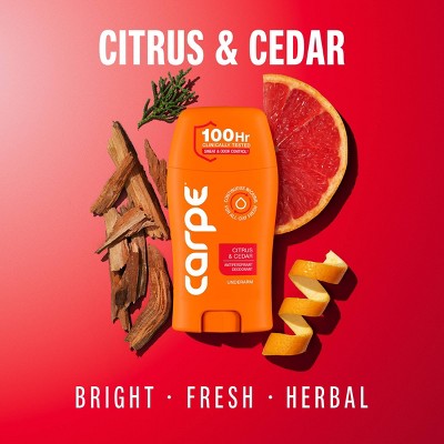Carpe Men's 100H Sweat & Odor Control Antiperspirant Deodorant Citrus & Cedar 1.76oz - Imperfect Container
