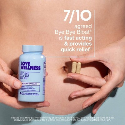 Love Wellness Bye Bye Bloat for Fast Bloating Relief 60ct - Imperfect Container