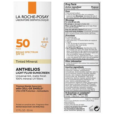 La Roche Posay Anthelios Tinted Ultra-Light Fluid Mineral Face Sunscreen SPF 50 1.7 fl oz - Imperfect Box