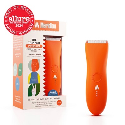 Meridian Trimmer Premium Pubic & Body Hair Trimmer for Men & Women Below-the-Belt Groomer, Ball Trimmer, Bikini Trimmer, Bonus Pouch Blaze - Imperfect Box