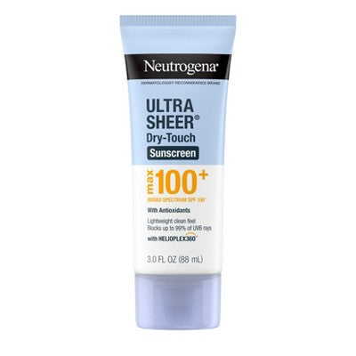 Neutrogena Ultra Sheer Dry-Touch Body Sunscreen Lotion Lightweight SPF 100+ 3 fl oz - Imperfect Container