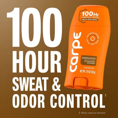 Carpe Men's 100HR Sweat & Odor Control Antiperspirant Deodorant Sandalwood 1.76oz - Imperfect Container