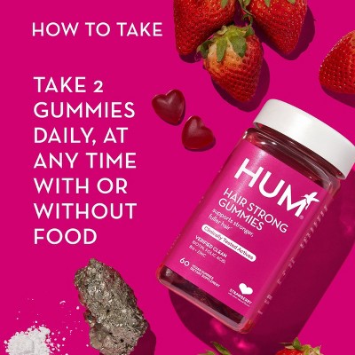 HUM Nutrition Hair Strong Vegan Gummies for Hair Growth + Strength + Thickness 60ct - New