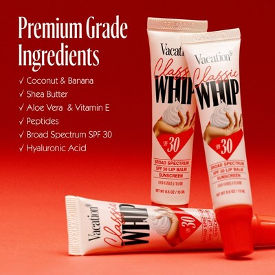 Vacation Sunscreens Classic Whip Lip Balm SPF 30 0.2oz - Imperfect Box