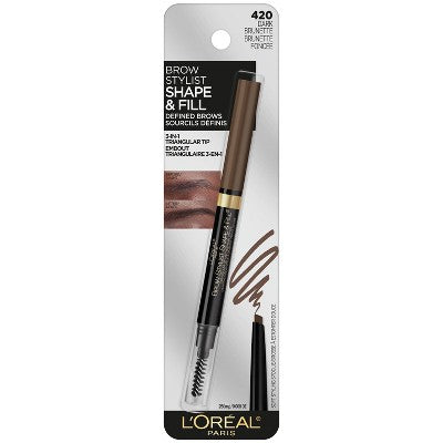 L'Oreal Paris Brow Stylist Shape & Fill Eyebrow Pencil 420 Dark Brunette 0.008oz - New
