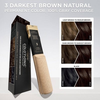 L'Oreal Paris Colorsonic Permanent Hair Color Cartridge Darkest Brown Natural 3 - Missing Box