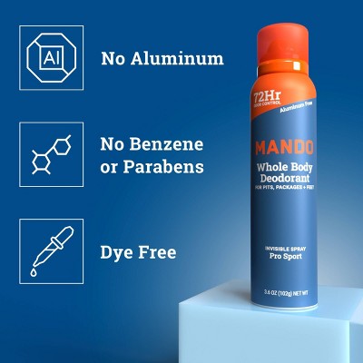 Mando Whole Body Deodorant Spray Pro Sport 3.6oz - Imperfect Container