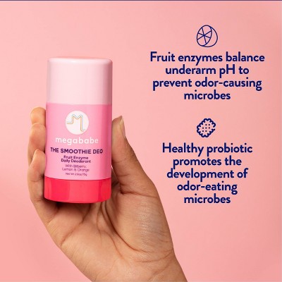 Megababe The Smoothie Deo Fruit Enzyme Daily Solid Deodorant 2.6oz - Imperfect Container