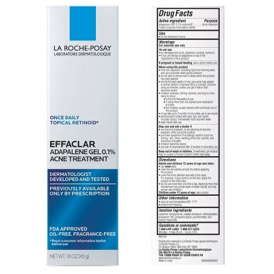 La Roche Posay Unscented Effaclar Adapalene Topical Retinoid Oil Free Acne Treatment 1.6oz - Missing Box