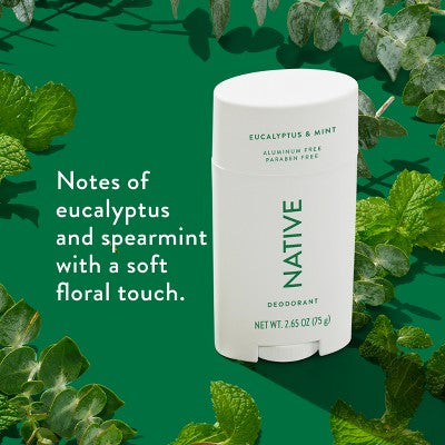 Native Solid Deodorant for Women & Men Eucalyptus & Mint Aluminum-Free 2.65oz - New