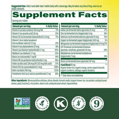MegaFood Kids One Daily Vegetarian Multivitamin 60ct - New