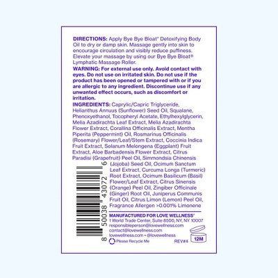 Love Wellness Bye Bye Bloat Detoxifying Body Oil 3.38 fl oz - New