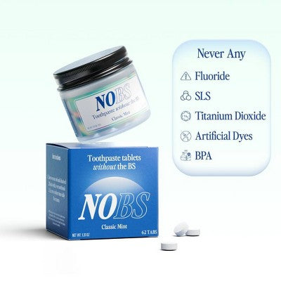NOBS Fluoride-Free Toothpaste Tablets Classic Mint 62 Tablets/1.31oz - Imperfect Box