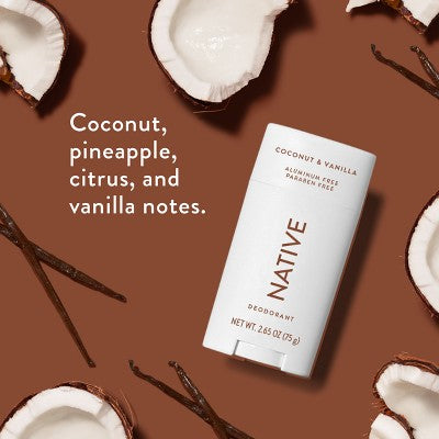 Native Solid Deodorant for Women & Men Coconut & Vanilla  Aluminum-Free 2.65oz - Imperfect Container