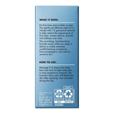 e.l.f. SKIN Youth Boosting Blue-ty Sleep Night Oil Facial Treatment 1 fl oz - Imperfect Box