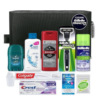 Convenience Kits International Men's Bath and Body Deluxe Travel Kit Trial Size 11ct - New