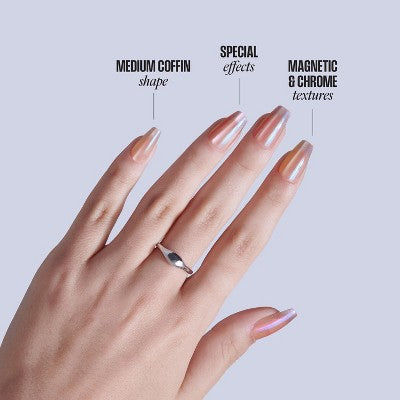 Kiss Glam Embellished Press-On Fake Nails Medium Coffin Dusk Mirage 35ct - Imperfect Box
