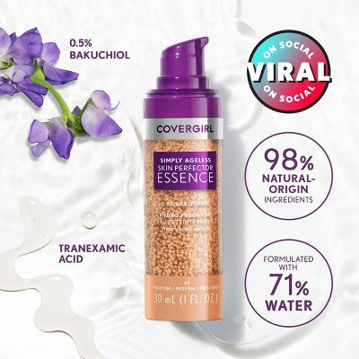 COVERGIRL Simply Ageless Skin Perfector Essence 25 Light Neutral 1 fl oz - Imperfect Container