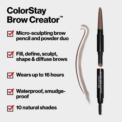 Revlon Colorstay Brow Creator Waterproof Pencil & Powder 615 Soft Black 0.003oz - Imperfect Box