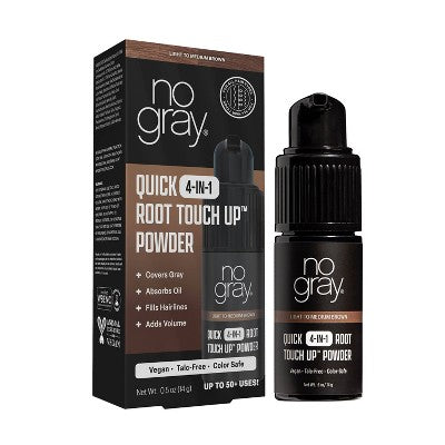 No Gray Quick 4-IN-1 Root Touch Up Powder Light to Medium Brown 0.5oz - Imperfect Box