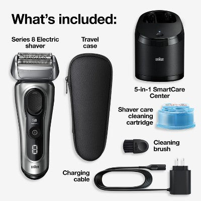 BRAUN SERIES 8-8567CC RECHARGEABLE WET & DRY SHAVER + SMARTCARE CENTER - Imperfect Box