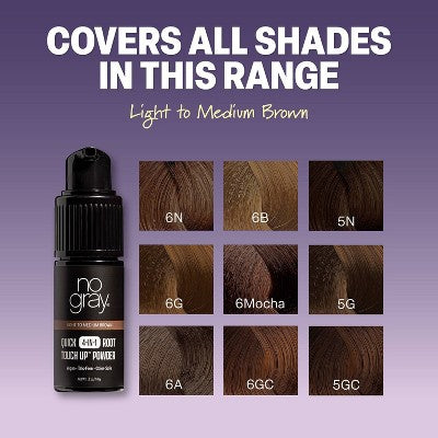 No Gray Quick 4-IN-1 Root Touch Up Powder Light to Medium Brown 0.5oz - Imperfect Box