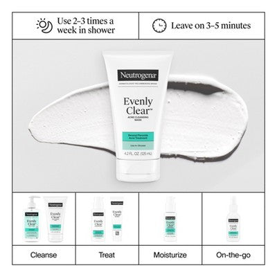 Neutrogena Evenly Clear Acne Cleansing Mask with Benzoyl Peroxide 4.2 fl oz - Imperfect Box