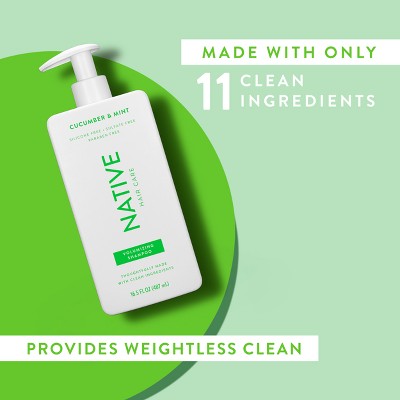 Native Vegan Cucumber & Mint Natural Volume Shampoo, Clean, Sulfate, Paraben and Silicone Free 16.5 fl oz - Imperfect Container