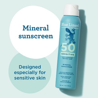 Blue Lizard Sensitive Mineral Sunscreen Spray SPF 50+ 5 oz - New