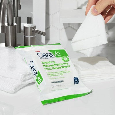 CeraVe Hydrating Makeup Remover Wipes, Plant Based Facial Cleansing Wipes 25ct - Imperfect Container