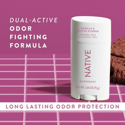 Native Solid Deodorant for Women & Men - Vanilla & Cactus Flower 2.65oz - New