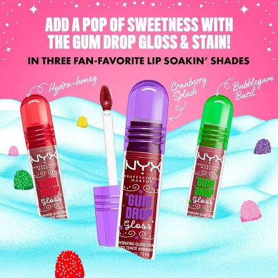 NYX Professional Makeup Gum Drop Gloss Lip Gloss Stain Cranberry Splash 0.16 fl oz - New