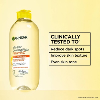 Garnier Vitamin C Brightening & Hydrating Micellar Water Makeup Remover and Facial Cleanser 23.7 fl oz - Imperfect Container