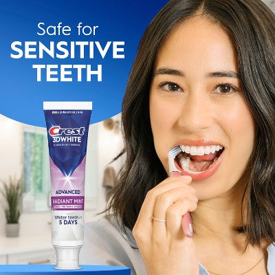 Crest 3D White Advanced Teeth Whitening Toothpaste - Radiant Mint 3.3oz/3pk - Imperfect Box