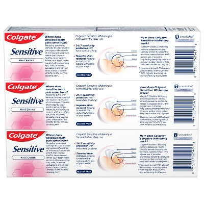 Colgate Sensitive Toothpaste Maximum Strength with Whitening Fresh Mint Gel 6oz/3pk - Imperfect Box