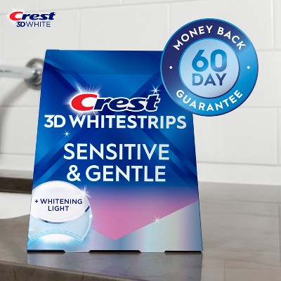 Crest 3DWhitestrips Sensitive + LED Light At-Home Teeth Whitening Kit 14 Treatments - Imperfect Box