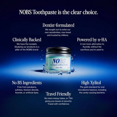 NOBS Fluoride-Free Toothpaste Tablets Classic Mint 62 Tablets/1.31oz - Imperfect Box