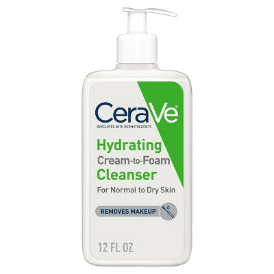 CeraVe Hydrating Cream-to-Foam Face Wash with Hyaluronic Acid 12 fl oz - New