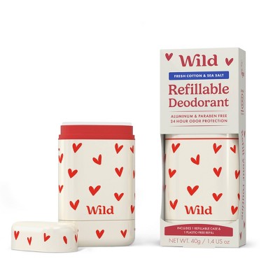 Wild Cosmetics Love Heart Case Deodorant Fresh Cotton & Sea Salt 1.4oz - Imperfect Box