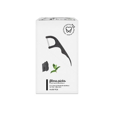 The Humble Co. Plant-Based Dental Floss Picks Charcoal 50ct/4pk - Imperfect Box