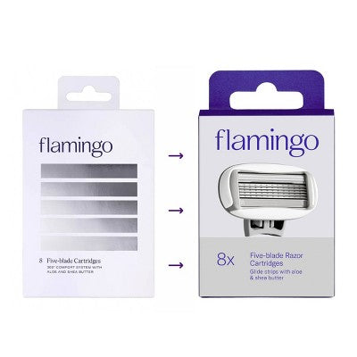 Flamingo Women's Razor Blade Refills 5-Blade Refill Cartridges 8ct - Imperfect Box