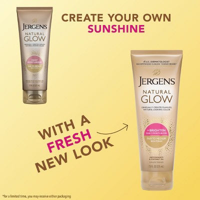 Jergens Glow Daily Moisturizer + Sunless Self Tanner Tanning Lotion Fair To Medium 7.5 fl oz - Imperfect Container