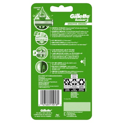 Gillette Sensor3 Sensitive Men's Disposable Razors 8ct - Imperfect Box