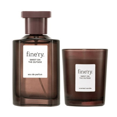 fine'ry. Full Size EDP + Mini Candle Gift Set Sweet on the Outside 2pc - Imperfect Box