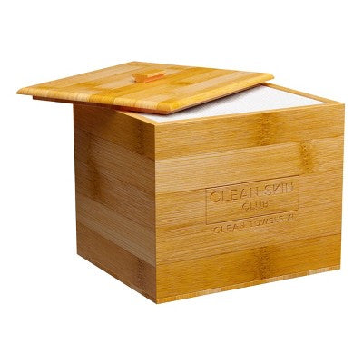 Clean Skin Club Clean Towels XL Original + Bamboo Container Cover 50ct - New